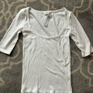 Wilfred White Ribbed Long Sleeve Top